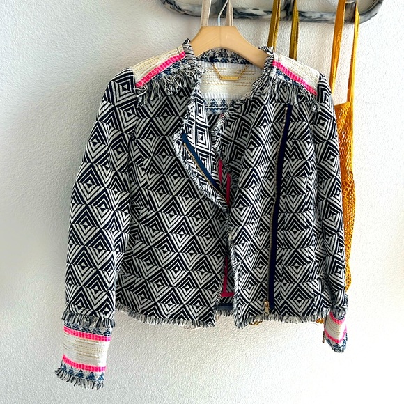 Trina Turk multicolor tweed jacket with fringe - Picture 1 of 5